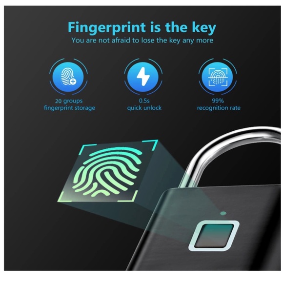 K712 BIOLOQ Hardened Fingerprint Biometric Padlock Keyless Biometric Gate Locks - Picture 4 of 4